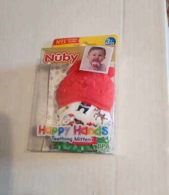 NEW Baby First Christmas Nuby Teething Mitten Santa Teether Stocking Stuffer - Image 1 of 3