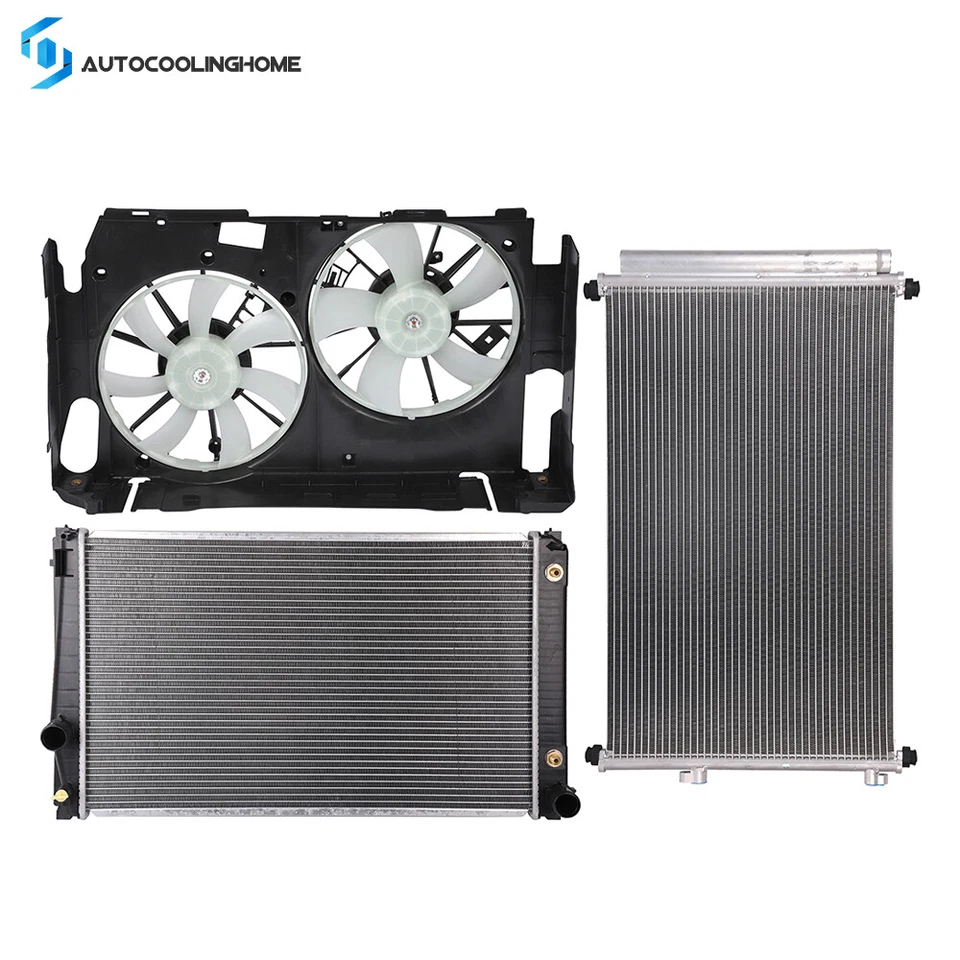 Radiator Condenser & Cooling Fan Kit For Japan Built 2006-2011 2012 Toyota RAV4 - Image 1 of 1