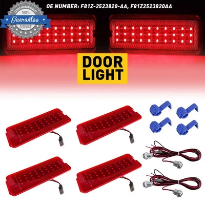 4 X [ПОЛНОСТЬЮ КРАСНЫЙ] Внутренняя светодиодная дверная панель свет для 1999-2007 Ford F-250 Super Duty - Изображение 1 из 4
