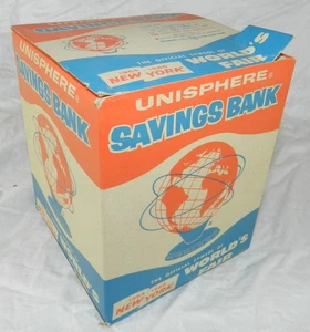 Vintage 1964-65 New York Weltausstellung Kunststoff Unisphere Globus Bank - Neu in Box - Bild 1 von 10