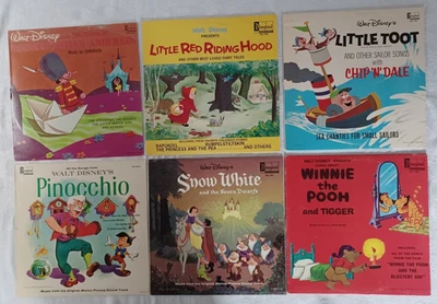LOTE DE COLEÇÃO DE VINIL VINTAGE WALT DISNEY DE 6 LP'S PINÓQUIO WINNIE THE POOH - Imagem 1 de 4