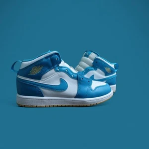 Nike Air Jordan 1 AJ1 Mid Aquatone GS Youth shoes Size 3Y Hand Washed/Cleaned - Picture 1 of 5