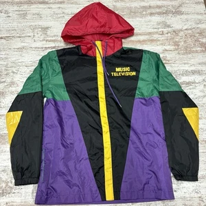 MTV Music Television Colorblock Windbreaker Hoodie Jacke Gr. M, Retro Vintage - Bild 1 von 15