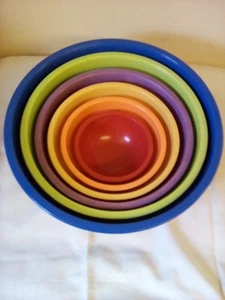 Set Of 6 GHP Melamine Nesting Mixing Bowls Assorted Colors and Sizes, Rainbow - Picture 1 of 3