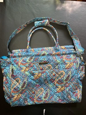 Cynthia Rowley Acolchado Paisley Weekender, Bolsa Equipaje con Cremallera con Azul, Patrón Rojo Foto 1 de 4