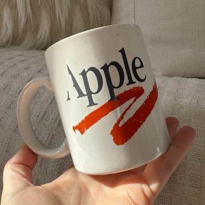 Vintage 80's Apple Employee Coffee Mug Red Brushstroke Open Apple Logo - Image 1 of 4