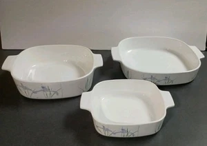 Set of 3 Corning Ware Shadow Iris Cassorle dishes No Lids A-1-B, A-2-B, A-10-B - Picture 1 of 12