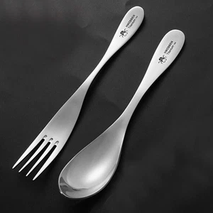 1 Satz Reintitangeschirr, Gabel + Löffel Titan Geschirr Küchenwerkzeug NEU - Bild 1 von 7