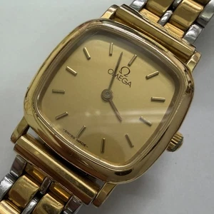 Original Omega De Ville Damen Quarzuhr goldfarben Kal.1459 eckig 21mm #538 - Bild 1 von 10