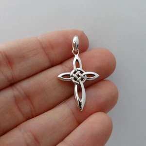Celtic Infinity Knot Cross Pendant - 925 Sterling Silver - Faith Forever NEW - Picture 1 of 2