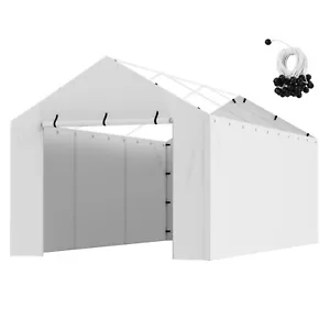 VEVOR Carport Garagenzelt PE Zeltgarage Lagerzelt Schuppen 3x6m Weiß ohne Rahmen - Bild 1 von 12
