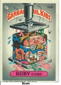  "RUBY CUBE"  (#163b)  Topps Garbage Pail Kids Sticker Card  #R032
