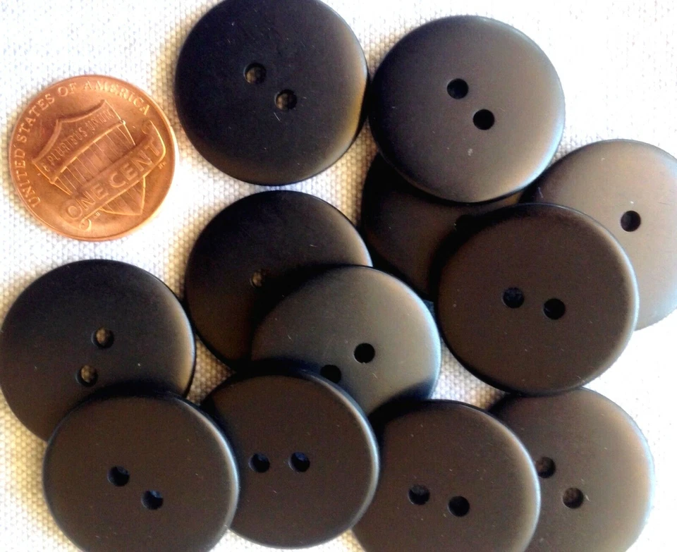 12 botones de costura de plástico negro ligeramente abovedados 7/8" 22 mm # 7593 Foto 1 de 1