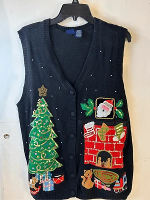Basic editions 1x Christmas sweater vest Santa Black Red Green - Image 1 of 4