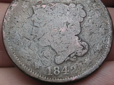 1842 Braided Hair Large Cent Penny, Large Date, Good Details - Image 1 of 4