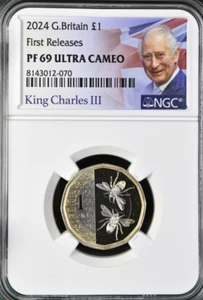 2024 Pound £1 Bees Proof NGC PF69 Great Britain Royal Mint - Picture 1 of 2