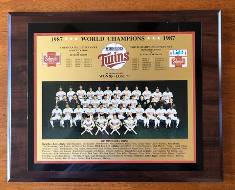 Minnesota Twins 1987 World Series Champions Plaque Cover