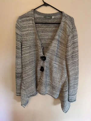 Cárdigan tejido sauce para mujer botones de gran tamaño talla M asimétrico artístico Foto 1 de 4