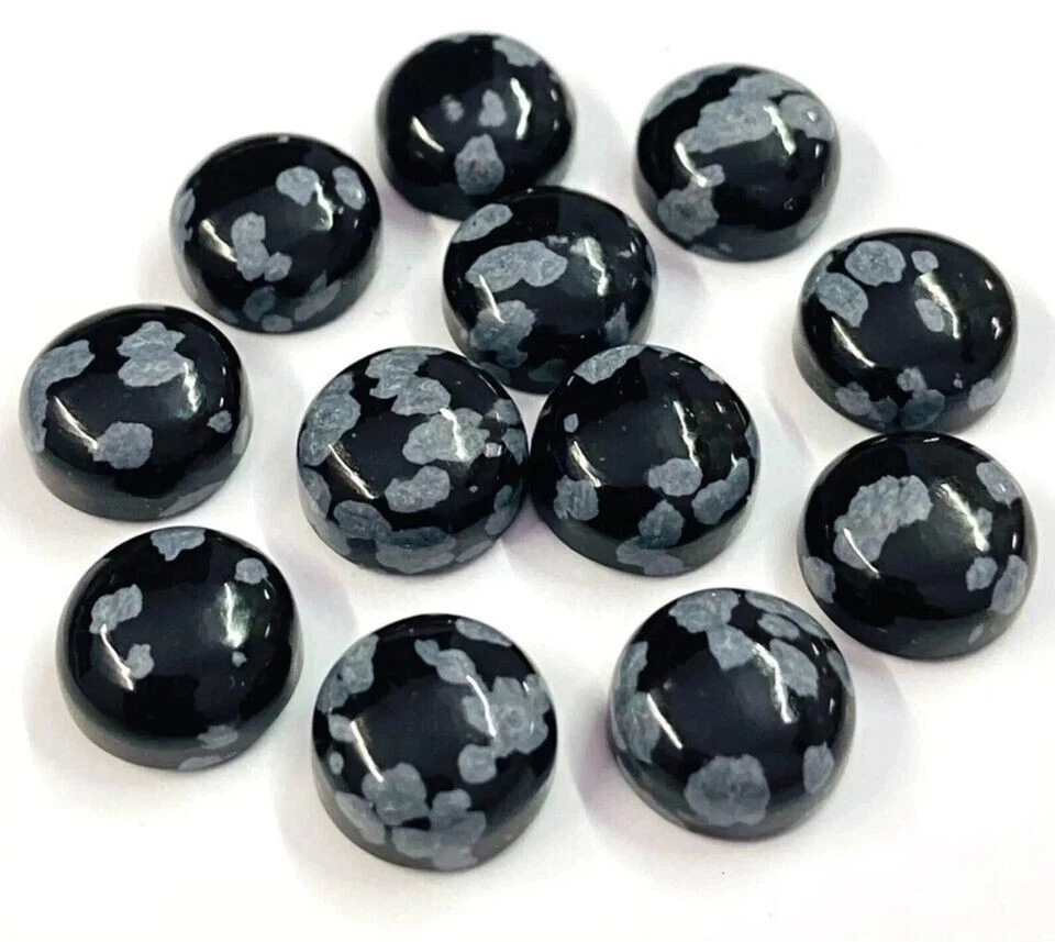 [AL POR MAYOR] COPO DE NIEVE NATURAL OBSIDIANA CABUJÓN FORMA REDONDA PIEDRA PRECIOSA SUELTA Foto 1 de 1