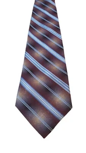 Cravatta collo Pronto-Uomo uomo blu a righe lusso 100% seta fatta a mano business power - Foto 1 di 12