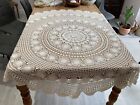 Large Vintage Round Hand Crochet Tablecloth 1950s Home Decor From Uk