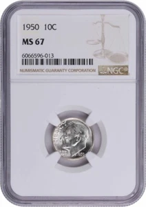 1950 Roosevelt Silver Dime MS67 NGC - Picture 1 of 2