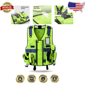 Chaleco de Seguridad Reflectante Profesional - Ligero, Impermeable y Multibolsillo - Imagen 1 de 9