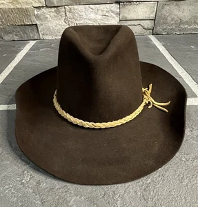 VINTAGE AMERICAN HAT CO MAXI FELT BROWN PURE WOOL SIZE 7 5/8 WESTERN COWBOY HAT - Picture 1 of 8