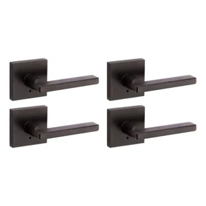 Square Bed Bath Door Lever 4 Pack Lock Bronze Reversible Right Left Hand Handle - Picture 1 of 12