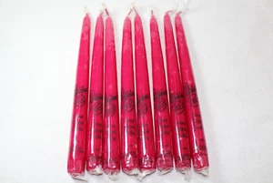 8 bougies coniques vintage Patrician trempées à la main 10" rouge/rose foncé vacances Saint Valentin - Photo 1/3