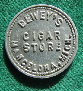 Gettone Dewey's Cigar Store buono per 5c in commercio MICHIGAN Mancelona MICH - Foto 1 di 2