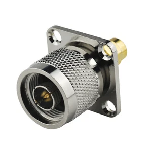 10-Pack SMA Male to N Male Plug 4 Hole Flange Mount Coaxial Connector Adapter - Picture 1 of 3