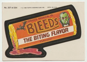Wacky Packages 1980 Topps Sticker #207 Drac's Snack is Bleed's The Biting Flavor - Imagen 1 de 2