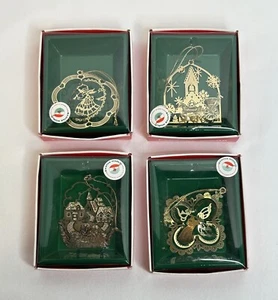 4 Vintage Kurt Adler Christmas 3D Ornaments Santas World Brass Dipped in Gold - Picture 1 of 12