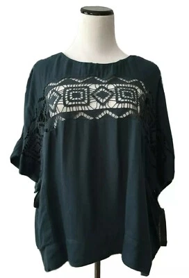 French Connection Top Blouse Lace Neck Oversize Pullover Tag Size 4 Small  - Image 1 of 4