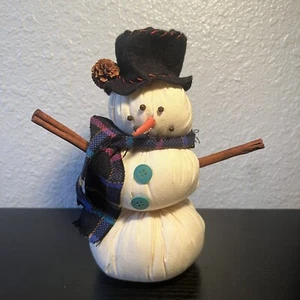 Vintage 90s Rustic Handmade Fabric Snowman Christmas Figurine Holiday Decor 9” - Picture 1 of 7