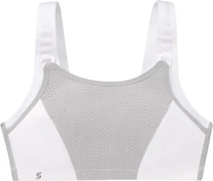 Glamorise Women's Sports Bra, Wire-free Bra, UK 40F, White/Gray - Without Tags - Picture 1 of 3
