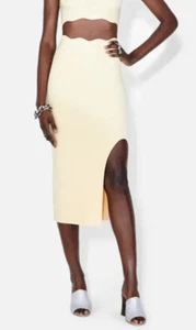 GALVAN Womens Scalloped Skirt Size UK 10 Delia High Rise Waist Slit - Vanilla - Picture 1 of 10