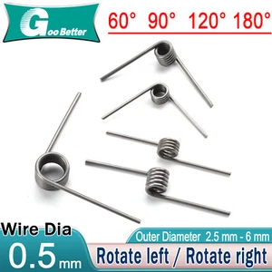 Torsion Spring (Pack Of 10), 0.5mm Wire Diameter, 2.5/3/4/5/6mm Outside Diameter - Picture 1 of 23