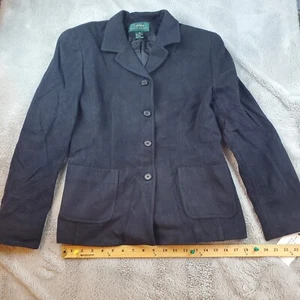Ralph Lauren Wool Angora Rabbit Blend Blazer Womens 12 Black Lined Jacket LRL - Picture 1 of 9