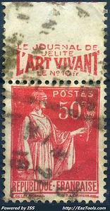 FRANCE BANDELETTE PUB L'ART VIVANT SUR N° 283 AVEC OBLITÉRATION A VOIR - Picture 1 of 1