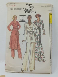 Very Easy Vogue 9772 Sz 22.5 Sewing Pattern Top Dress Pants For Knit Fabrics - Picture 1 of 5