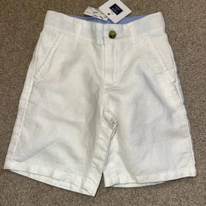 JANIE AND JACK White Linen Boys Shorts Size 4 New NWT - Picture 1 of 4