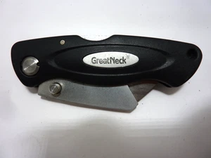 Cuchillo utilitario plegable de acero inoxidable Great Neck con cierre trasero con cuchillas de repuesto - Imagen 1 de 7