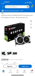 MSI NVIDIA RTX 2060 Ventus 6GB GDDR6 Graphics Card (G2060V6C) - Picture 1 of 2