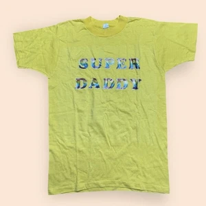 Vintage 70er Jahre Super Daddy T Shirt Herren Small Yellow Pride Vintage 70s - Bild 1 von 4