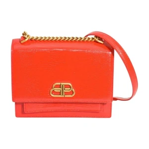 Balenciaga Satchel Schultertasche Lizard-Embossed Chain Rot 580641 - Bild 1 von 19