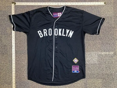 Camiseta de béisbol NLBM para hombre XL Brooklyn negra botón parche de liga negra Foto 1 de 4