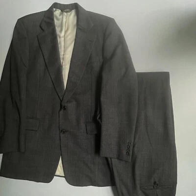 Vintage Paul Stuart 2-Pc Suit Mens 40L Jacket Pants Gray Wool 38x28 Pants FLAWS - Image 1 of 4