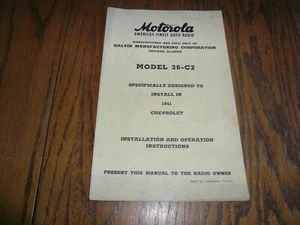 Chevrolet Motorola 1941 modelo 36-C2 instrucciones instalación folleto de operación 4/41 - Imagen 1 de 6